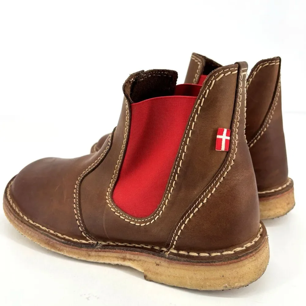 Duckfeet ROSKILDE Chelsea Boots Cocoa/Red EU SIZE 41 (US 8.5) NIB